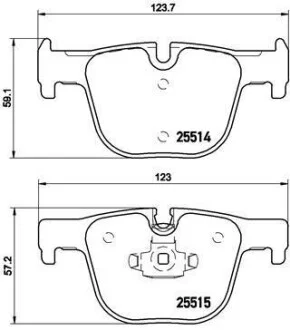 Гальмівні колодки задні дискові BREMBO P06 072