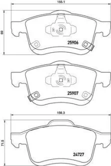 Тормозные колодки передние дисковые BREMBO P23 155