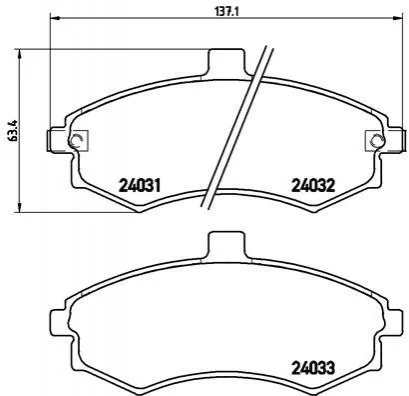 Тормозные колодки передние дисковые BREMBO P30 020 (фото 1)