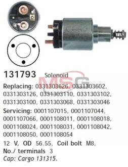 Реле стартера втягивающее 12V CARGO 131793