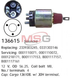 Реле стартера втягивающее 12V CARGO 136615