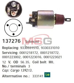 Реле стартера втягивающее 12V CARGO 137276