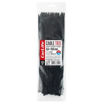 Хомуты пластиковые Carlife черные 3,6x250 100шт CarLife BL3.6X250