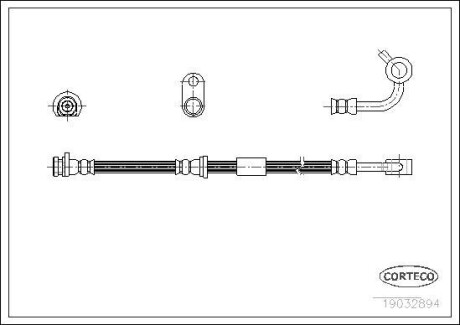 Шланг гальмівний HONDA Civic "1,4-1,6 "95-01 "FL CORTECO 19032894 (фото 1)