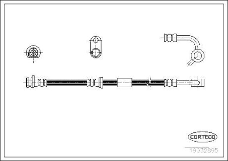 Шланг гальмівний HONDA Civic "1,4-1,6 "95-01 "FR CORTECO 19032895