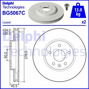 Фото диск гальмівний Delphi BG5067C Диск гальмівний Delphi BG5067C