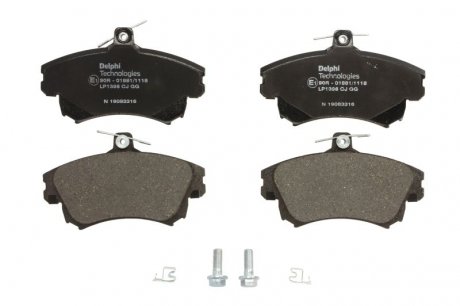 Тормозные колодки дисковые передние с звуковым предупреждением износа Delphi LP1398