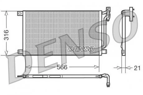 Радиатор кондиционера (Конденсатор) без осушителя DENSO DCN05003