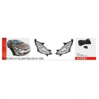 Фары доп. модель Hyundai Elantra/2014-16/HY-691W/H8-12V35W/эл.проводка DLAA 00000027259