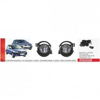Фари дод. модель Renault Logan 2005/Scenic II/Laguna II /Megane II/RN-099B/H11-12V55W/ел.проводка DLAA 00000029201