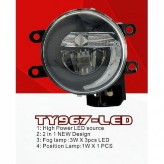 Фары доп. модель Toyota Cars/TY-967L/LED-12V9W+2W/FOG+Position Lamp/эл. проводка DLAA 00000050009