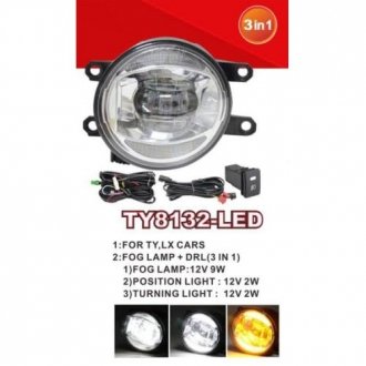 Фары доп. модель Toyota Cars/TY-8132L/FOG-12V9W900Lm+DRL-2W+Turn-2W/эл.проводка DLAA 00000053131