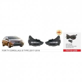 Фары доп. модель Toyota Corolla 2017-19/U.S Type/TY-712L/DRL-12V3W/eл.проводка DLAA 00000053162