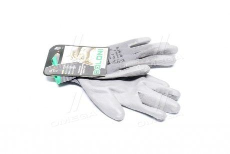 Перчатки трикотаж серый, полиэстер, вязаный манжет, полиуретан, гладкий размер 8 DOLONI 4570