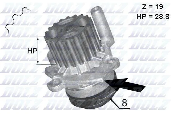 Помпа Dolz AUDI/SEAT/SKODA/VW A4/Ibiza SC/Octavia/Transporter "1,2-2,0 "03>> DOLZ A224 (фото 1)