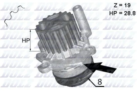 Помпа Dolz AUDI/SEAT/SKODA/VW A4/Ibiza SC/Octavia/Transporter "1,2-2,0 "03>> DOLZ A224