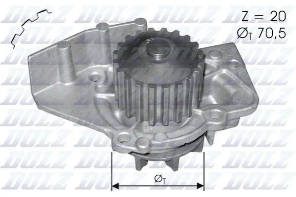 Помпа Dolz CITROEN/FIAT/PEUGEOT/TOYOTA Dispatch/Scudo/Expert/Corolla "1,9-2,0 "96>> DOLZ C120 (фото 1)