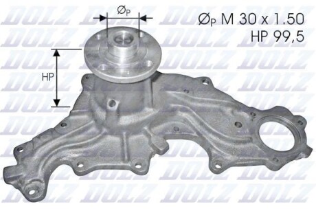 A_Водяний насос FORD CAPRI III (GECP) GRANADA (GU) SCORPIO I (GAE, GGE) SIERRA (BNC,BNG,GBC) DOLZ F120 (фото 1)