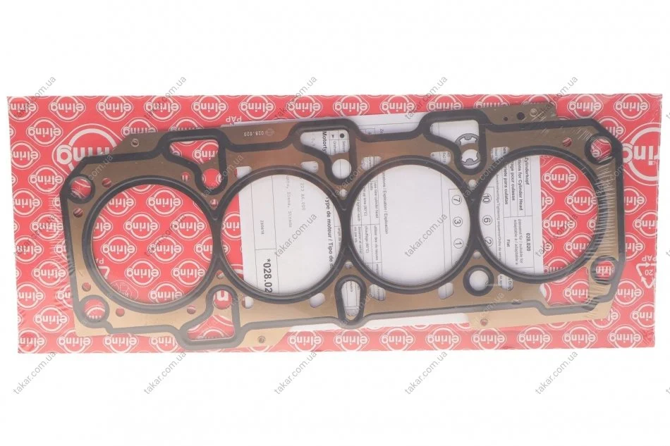 Прокладка головки блоку FIAT 1.9D 99-188A3.000/223A6.000 0 мет 0,8MM(вир-во Elring) ELRING 028.020 (фото 1)