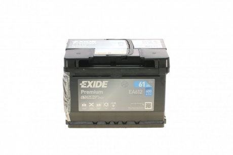 Аккумулятор 61Ah-12v PREMIUM (242х175х175), R, EN600 EXIDE EA612 (фото 1)