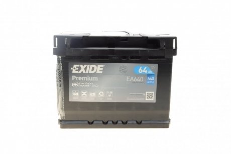 Аккумулятор 64Ah-12v PREMIUM (242х175х190), R, EN640 EXIDE EA640