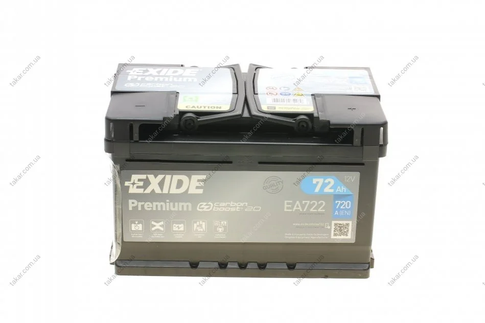 Акумулятор 72Ah-12v Exide PREMIUM (278х175х175), R, EN720 EXIDE EA722 (фото 1)