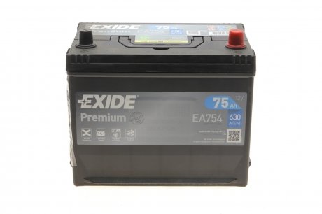 Аккумулятор Premium (270×173×222), 75Ач, 630А, R+ EXIDE EA754