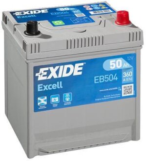 Акумулятор  12V/50Ah/360 (R+) (200х173х222) EXIDE EB504