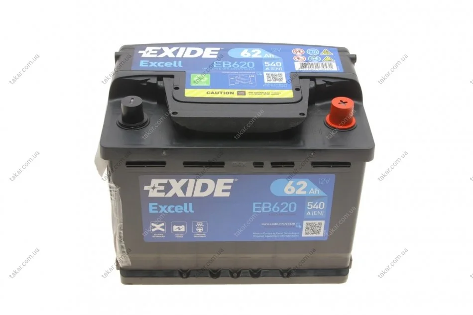 Аккумулятор 62Ah-12v Exide EXCELL (242х175х190), R, EN540 EXIDE EB620 (фото 1)
