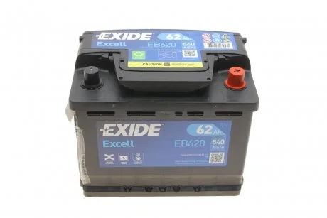 Аккумулятор 62Ah-12v EXCELL (242х175х190), R, EN540 EXIDE EB620
