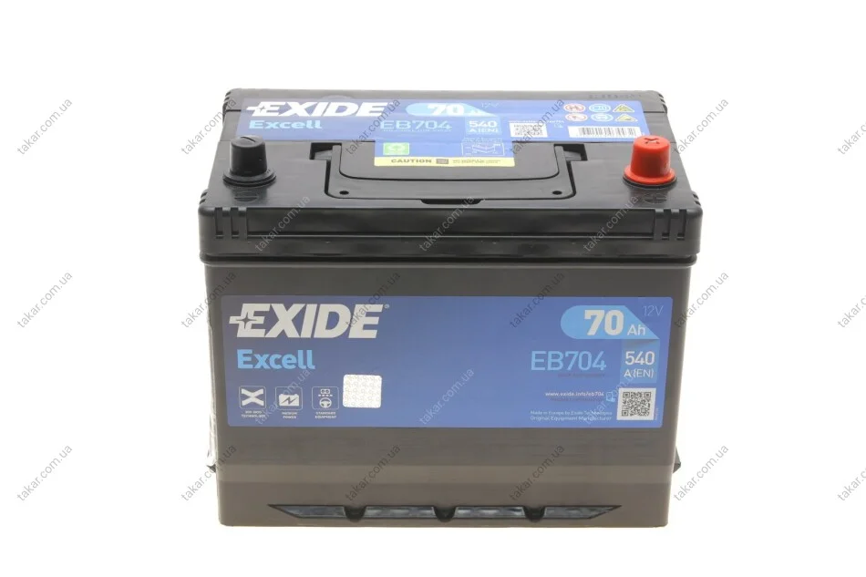 Аккумулятор 70Ah-12v Exide EXCELL (266х172х223), R, EN540 Азия EXIDE EB704 (фото 1)