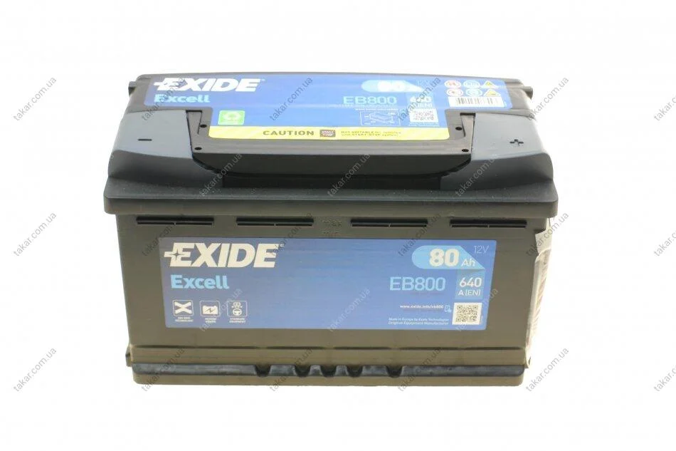 Акумулятор 12V/80Ah/640 (R+) (315х175х190) EXIDE EB800 (фото 1)
