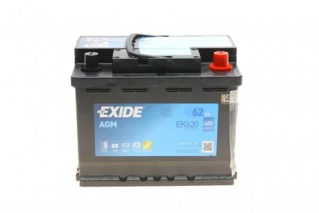 Аккумулятор 62Ah-12v Exide AGM (242х175х190),R,EN680 EXIDE EK620
