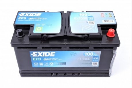 Аккумулятор 100Ah-12v EFB (353х175х190), R, EN900 EXIDE EL1000