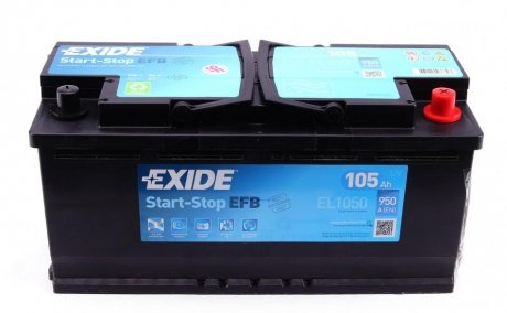 Аккумулятор 105Ah-12v EFB (392х175х190), R, EN950 EXIDE EL1050 (фото 1)