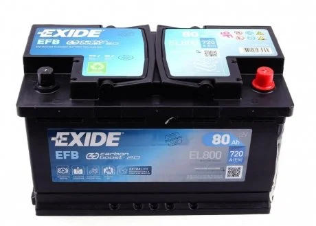 Батарея акумуляторна Exide Start-Stop EFB 12В 80Аг 720А(EN) R+ EXIDE EL800
