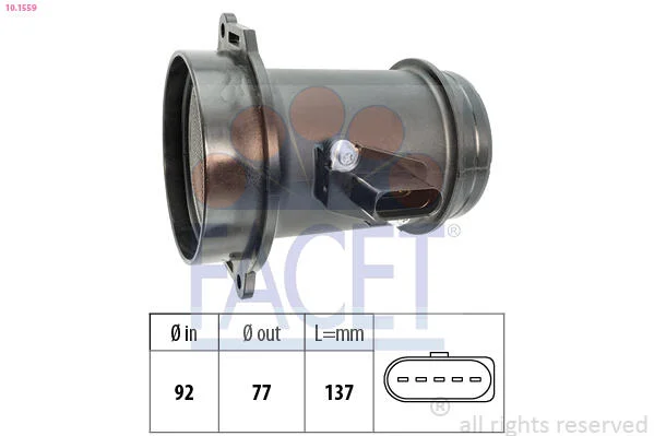 Датчик потока (расхода) воздуха, расходомер M.A.F. - (Mass Airflow) FACET 10.1559 (фото 1)