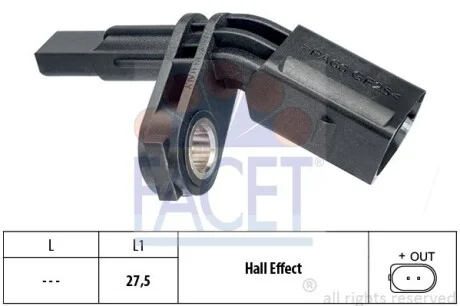 Датчик ABS (ABS) лівий передній. FACET 21.0007