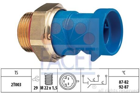 Термовимикач, вентилятор радіатора (в-во) FACET 7.5642