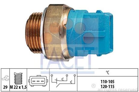 Термовимикач, вентилятор радіатора (в-во) FACET 7.5680