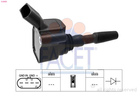 Катушка системы зажигания FACET 9.6499