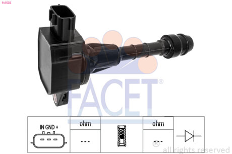 Катушка системы зажигания FACET 9.6502