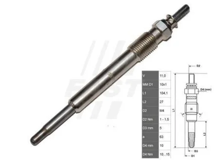 Свічка розжарювання 104,1 мм 11V FAST FT82732