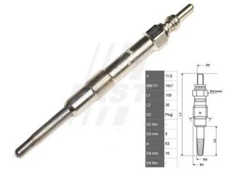 Свічка розжарювання 11V, 109мм FAST FT82733