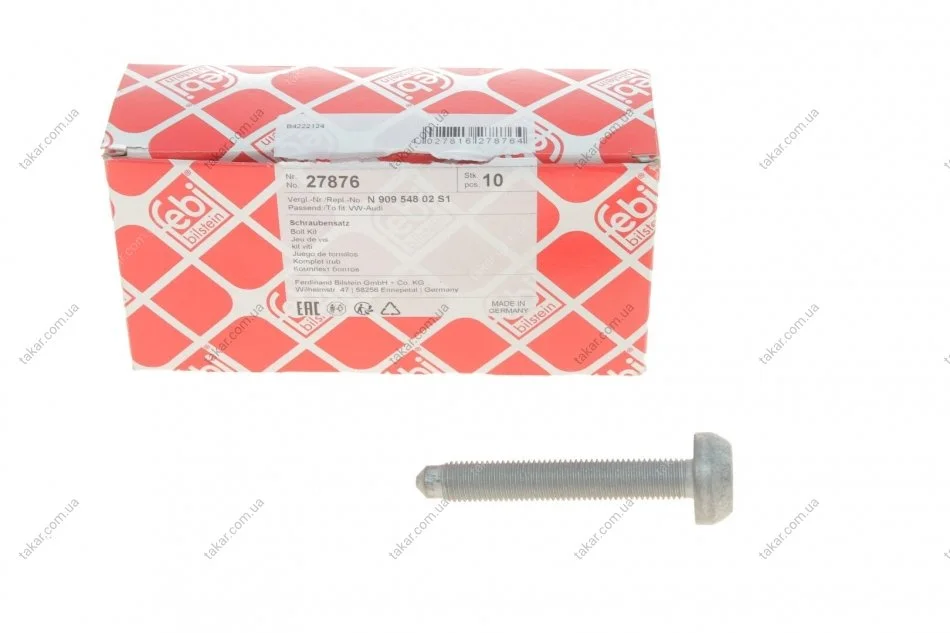 Болт(с внутренним не шестигранным шлицем)+гайка FEBI BILSTEIN 27876 (фото 1)
