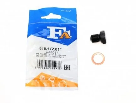 Пробка масляного піддону M14x1.5 L=14.4 (вир-во Fischer) Fischer Automotive One (FA1) 518.472.011