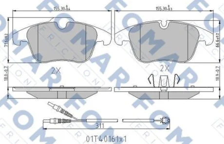 Гальмівні колодки передні дискові FOMAR FO 338481