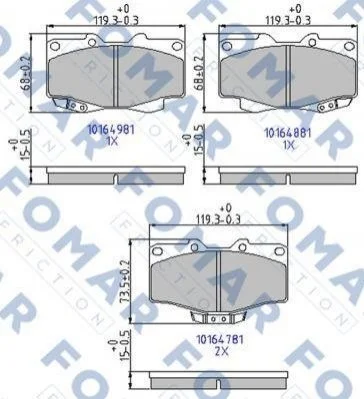 Гальмівні колодки передні дискові FOMAR FO 464781 (фото 1)