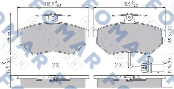 Гальмівні колодки передні дискові FOMAR FO 689281 (фото 1)