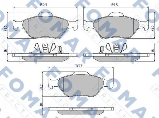Гальмівні колодки передні дискові FOMAR FO 800281 (фото 1)